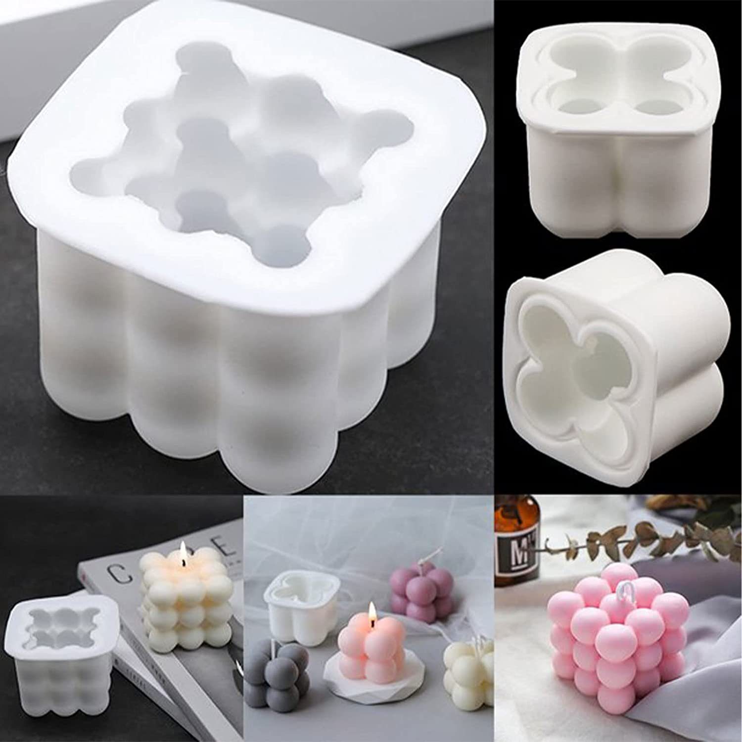 Devenirriche Kerzenhalter 6 Stück Kerzenform Bubble Kerzen Kit, 3D DIY Silikonform Kerzen-Gießen