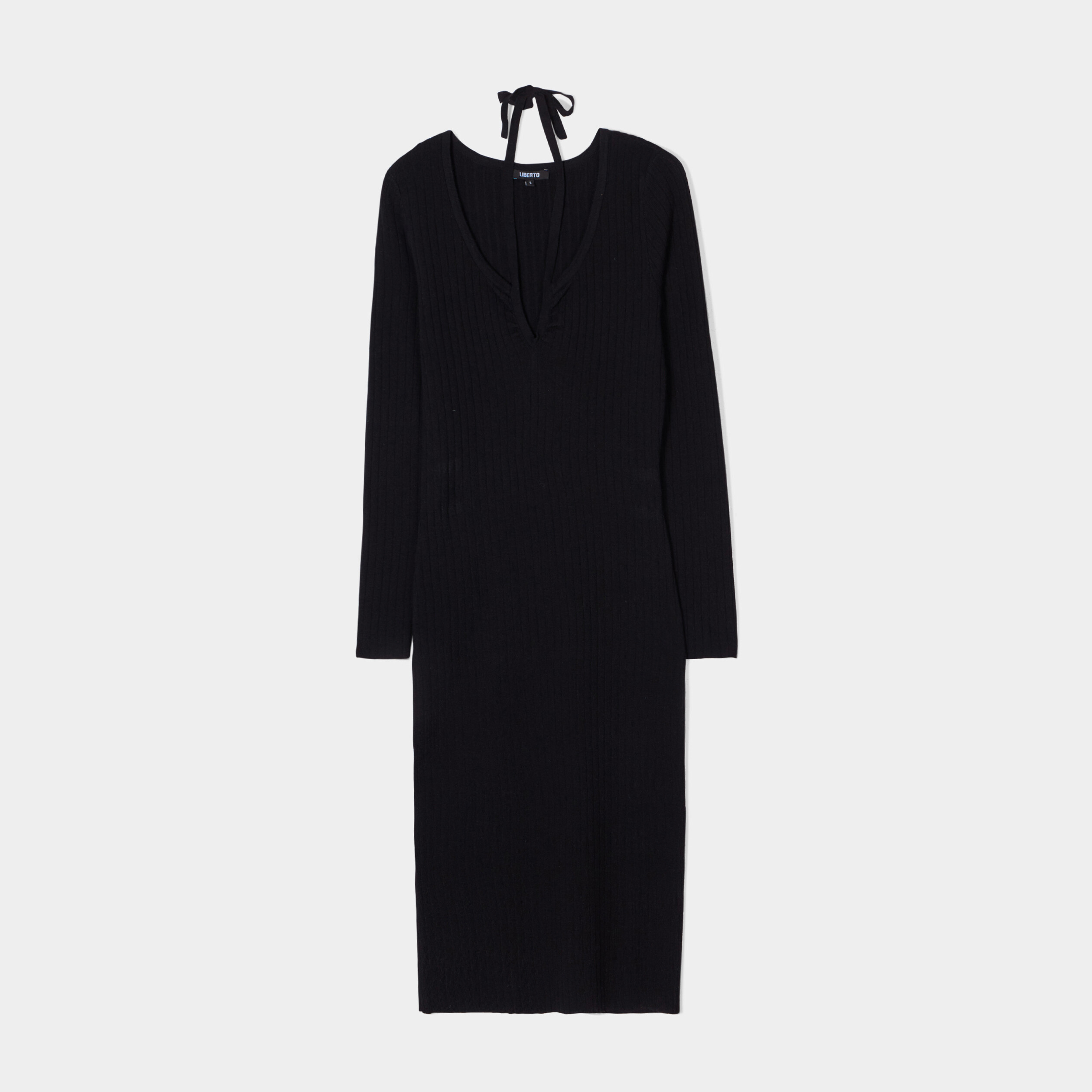 Robe pull moulante à bretelles nouées noir femme | La Halle