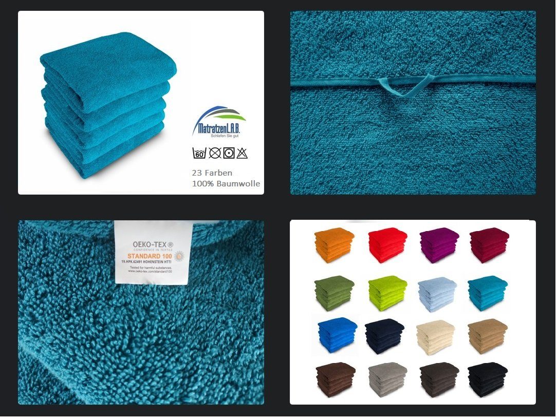 MatratzenL.A.B® Handtuch Set 500 g/m², 100% Baumwolle, (einzeln verpackt, 1-tlg), zur Auswahl: 30x50 cm, 50x100, 70x140, 50x70, mit Aufhänger, 23 Farben