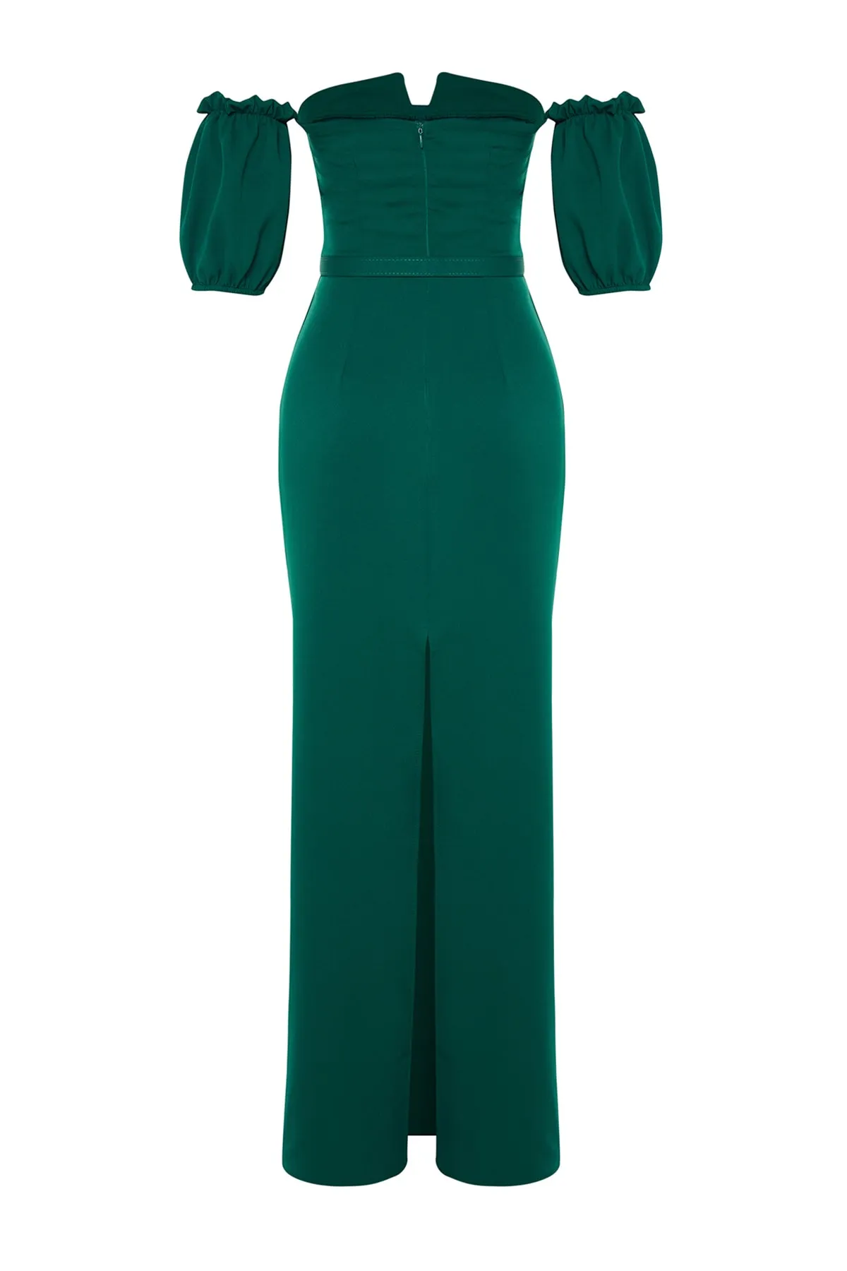 Trendyol Collection  Smaragdgrünes langes gewebtes Abendkleid mit Gürtel TPRSS23AE00091