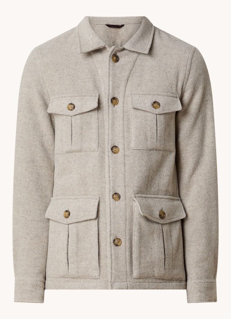 Oscar Jacobson Wool Blend Overshirt with Flap Pockets