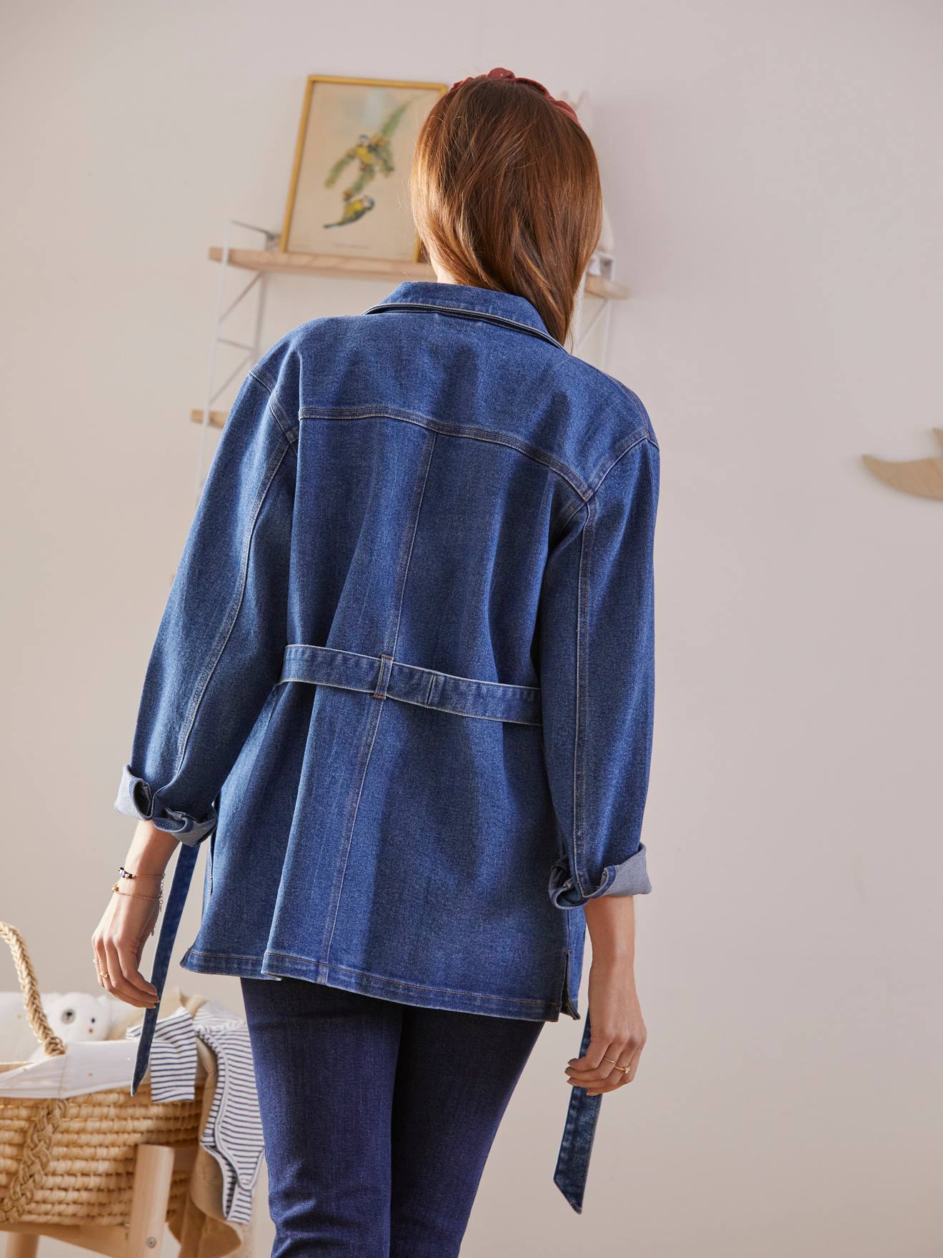 Vertbaudet Jeansjacke, Tragejacke für Schwangerschaft & Stillzeit - blau