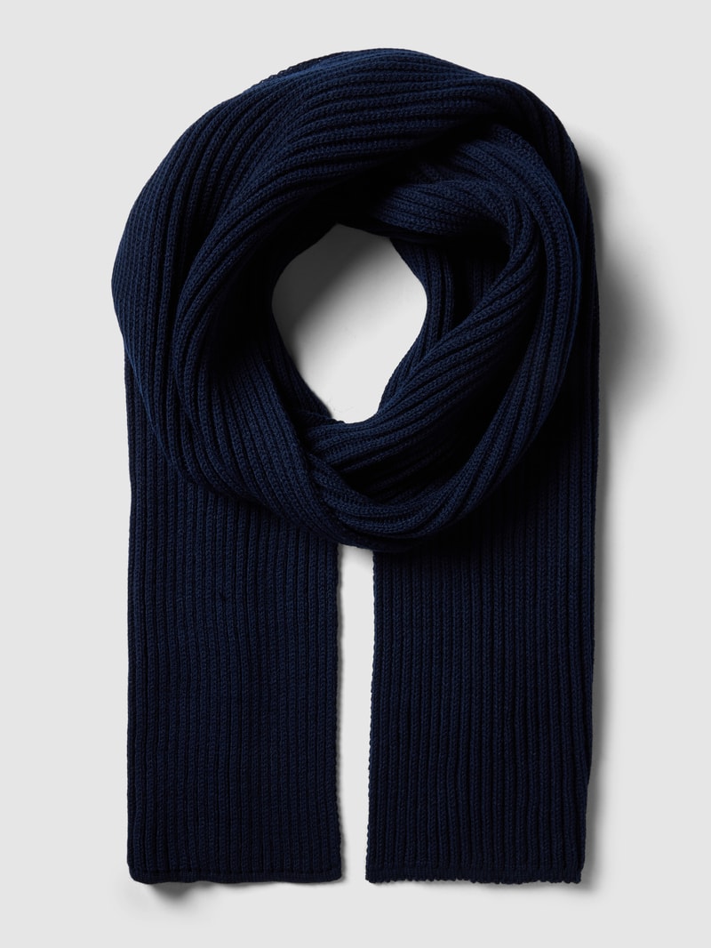 Schal in unifarbenem Design aus Schurwoll-Mix in marineblau