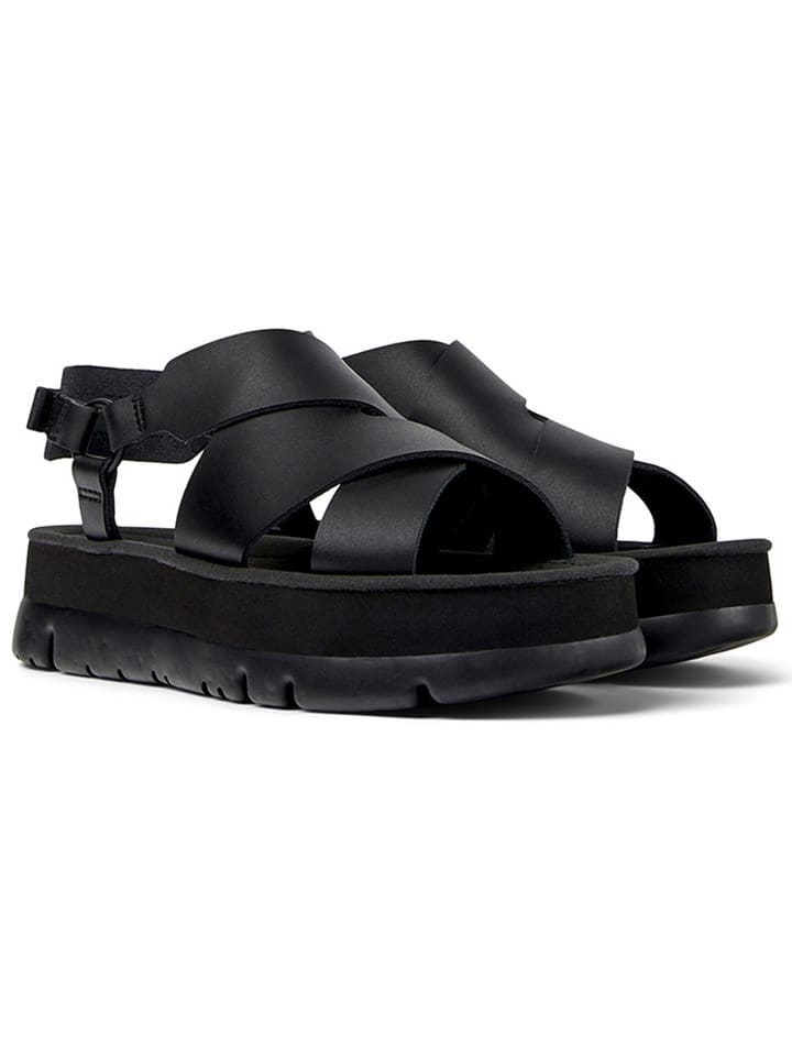 Camper Leder-Sandaletten in Schwarz günstig kaufen