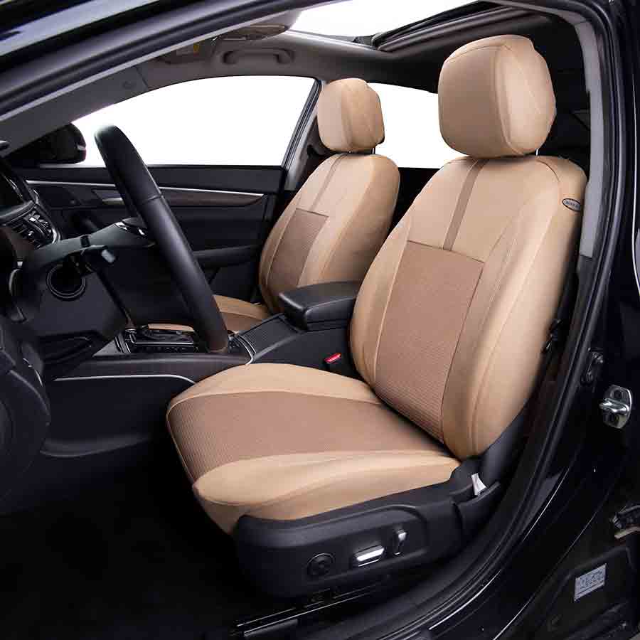 NORAUTO Sitzbezug für 2 Vordersitze, Design JUPITER-1 creme-beige, in Leder-Optik - ATU