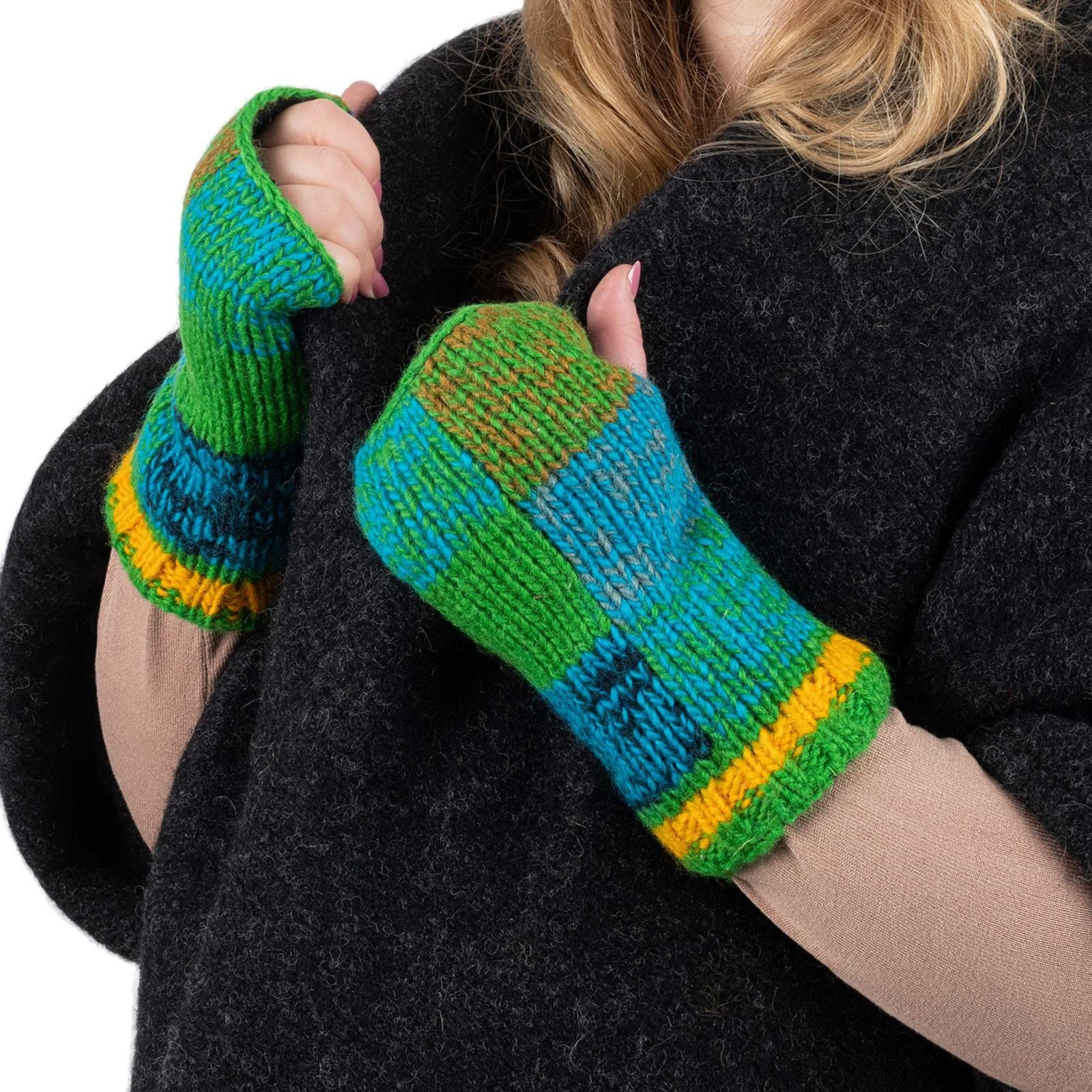KUNST UND MAGIE Armstulpen Bunte Armstulpen Stulpen Handwärmer Pulswärmer Handschuhe Wolle Boho