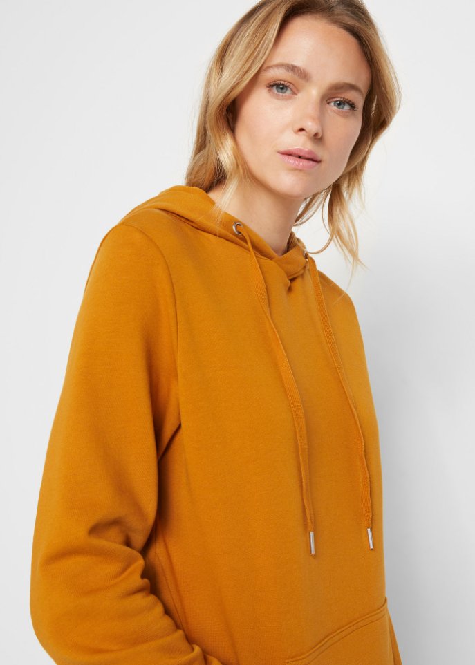 Sweatkleid mit Kapuze und Gummizug am Saum