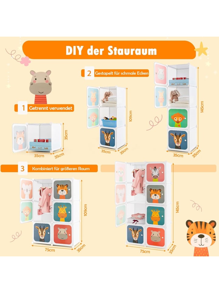 COSTWAY Regalsystem mit 8 Würfeln in Weiß günstig kaufen onesize