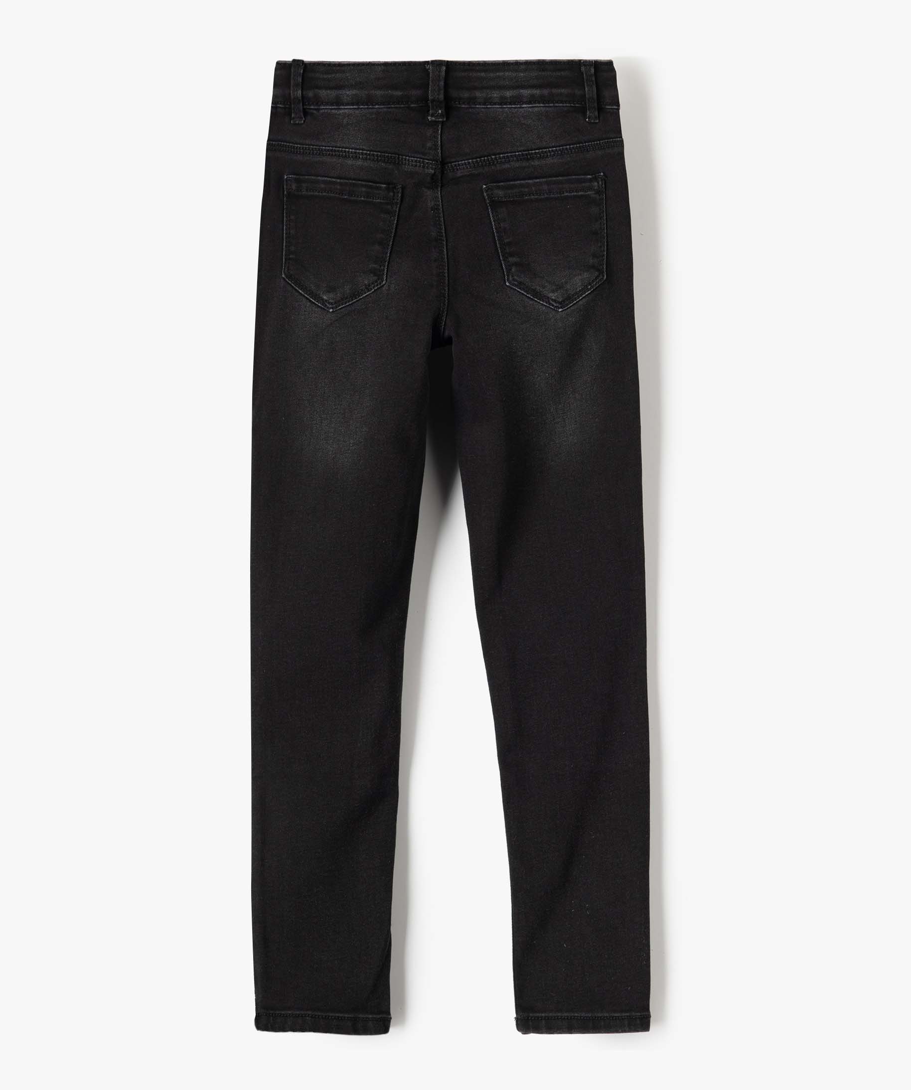 Jean fille coupe Slim taille+large en matière extensible noir | GEMO