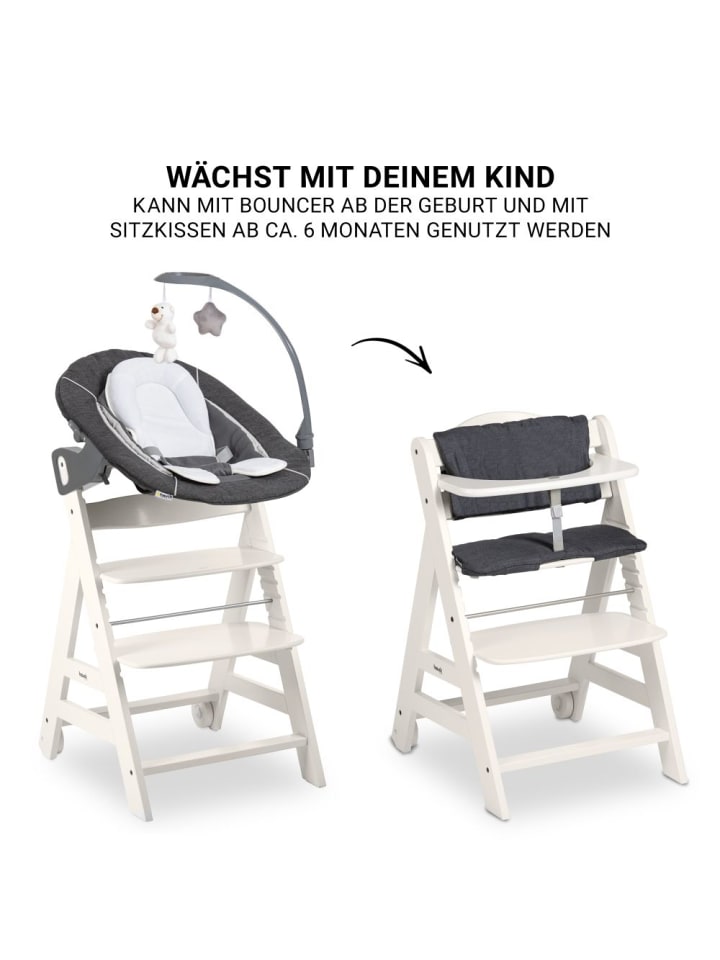 Hauck Beta Plus White 5-tlg. Newborn Set - Hochstuhl   2in1 in weiss,grau günstig kaufen onesize