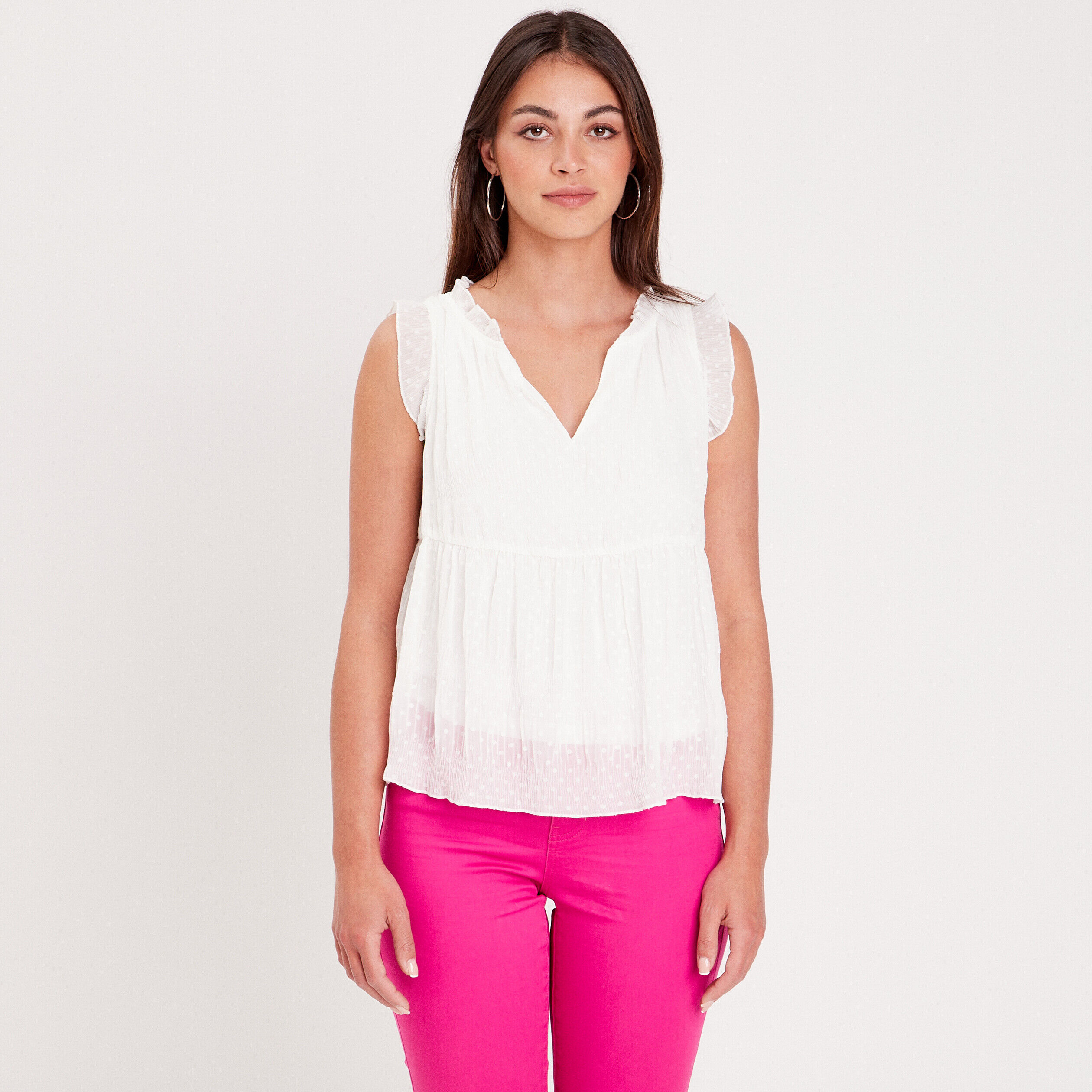 Blouse sans manches blanc femme | Cache Cache