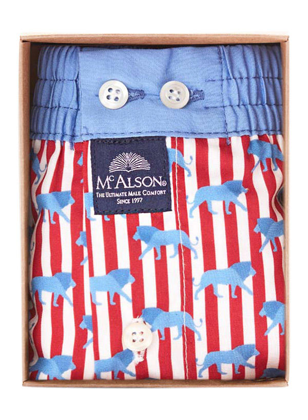 MC ALSON, Boxershorts, Baumwolle, blau-rot gemustert