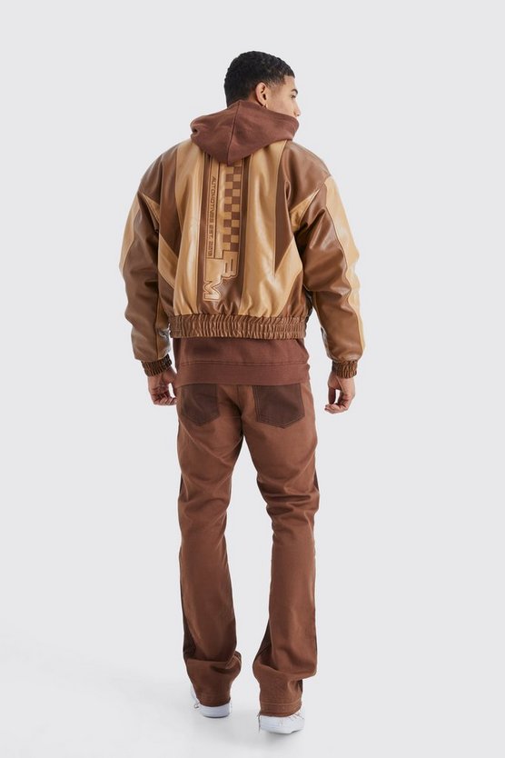 Kastige PU Moto-Jacke mit Applikation