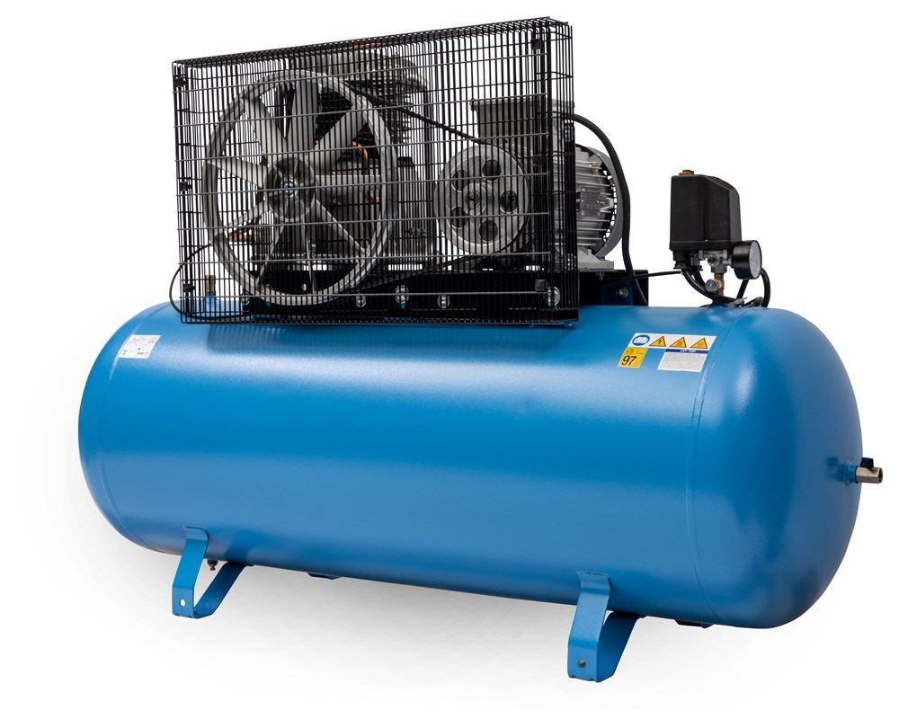 Huvema 21292 kileremdrevet stempelkompressor med oljesmøring 400 V - 270 liter - 4,0 kW