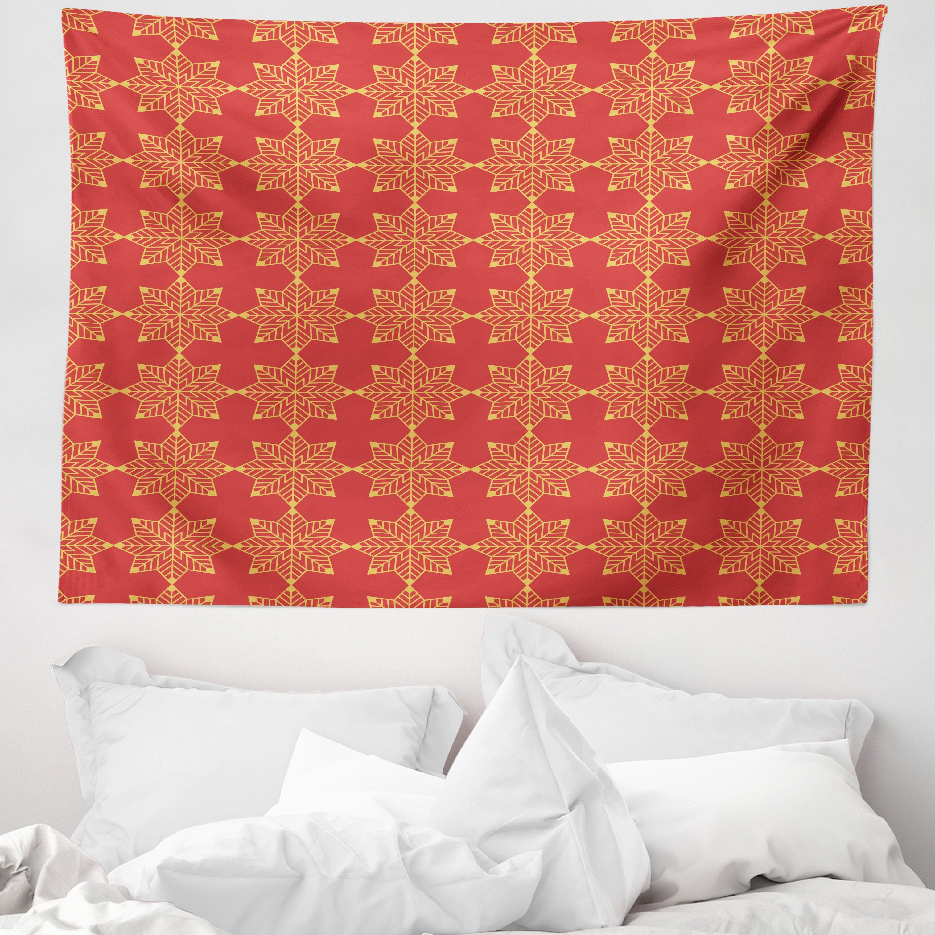 Wandteppich aus Weiches Mikrofaser Stoff Für das Wohn und Schlafzimmer, Abakuhaus, rechteckig, Weihnachten Geometrische Schneeflocke Formen