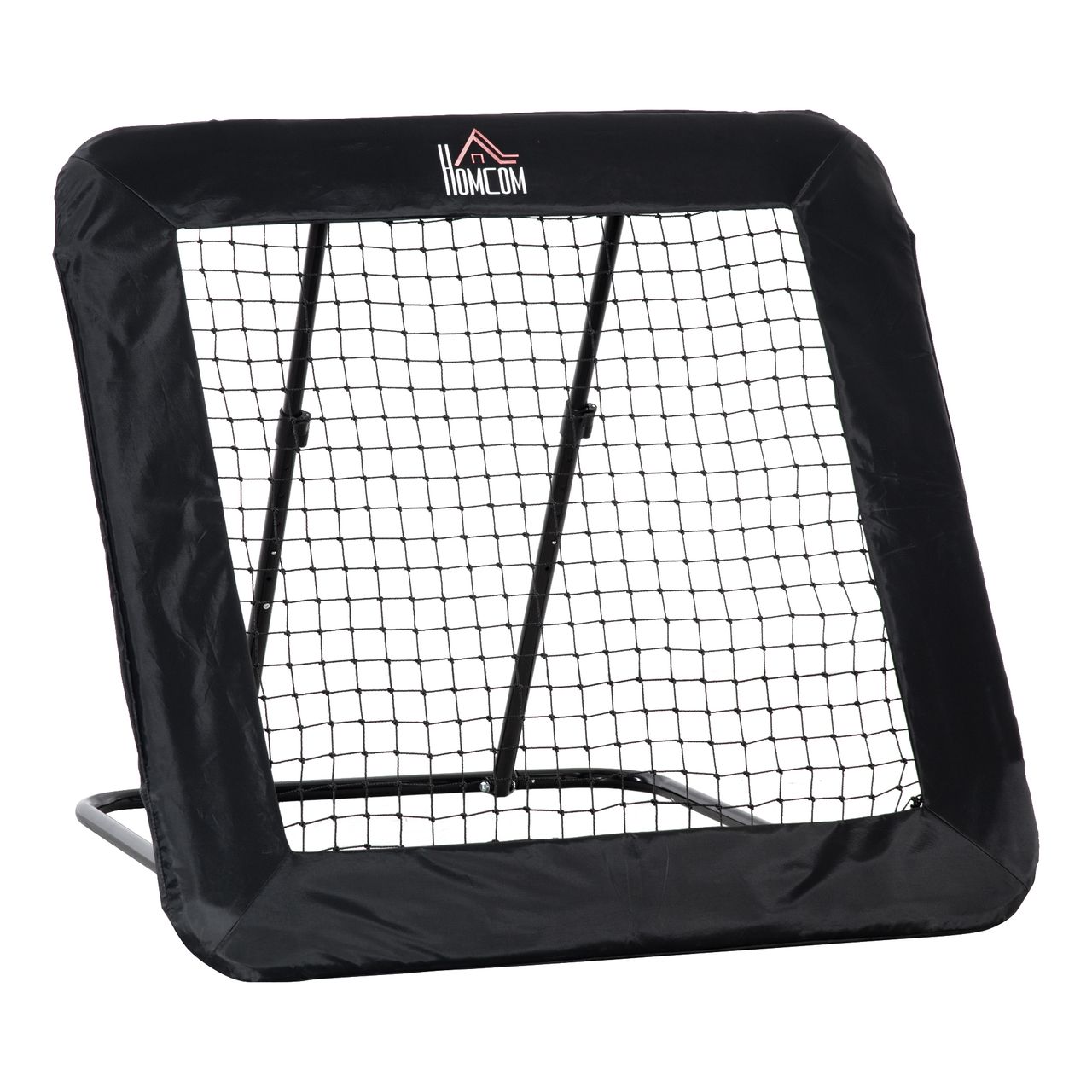 HOMCOM Fußball Rebounder klappbar Kickback Tor Rückprallwand Netz für Baseball Basketball Volleyball Verstellbar in 5 Stufen Stahl Schwarz 128 x 118 x 108-120 cm