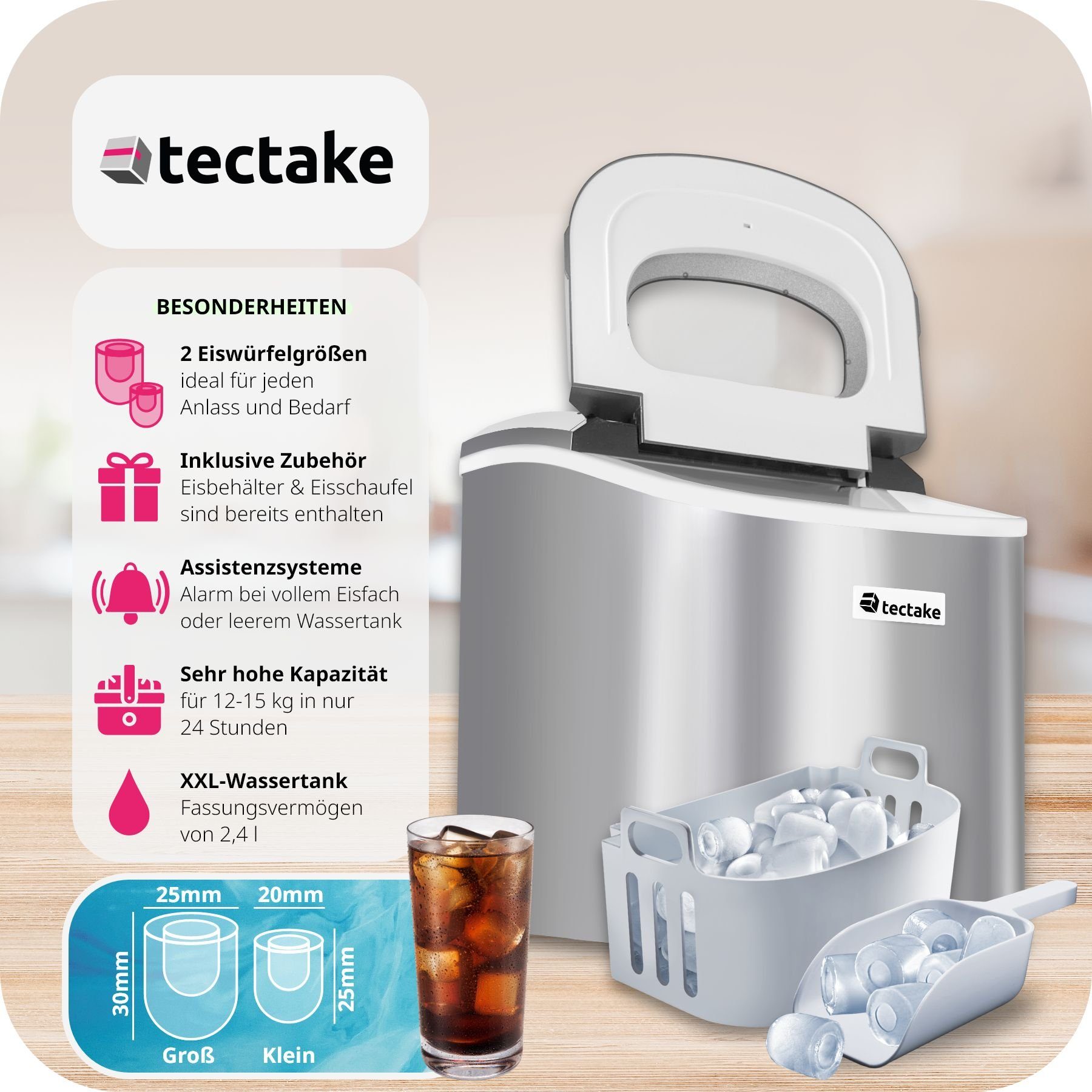 tectake Elektrischer Eiswürfelbereiter Eiswürfelbereiter