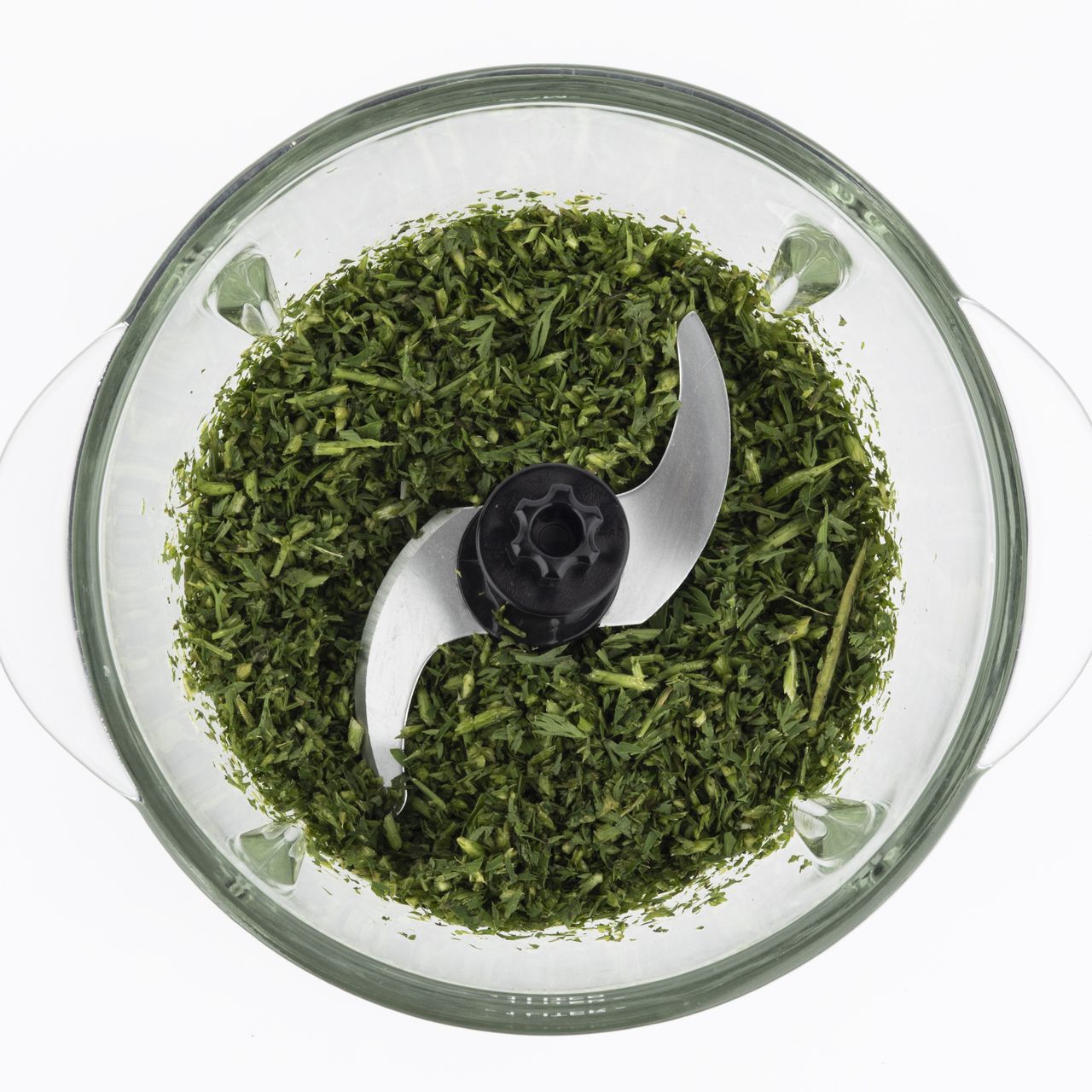 H.Koenig Mini elektrischer Fleischwolf Mattschwarz Chrom LEO8 Widerstandsfähige Schüssel Graduierte Glasschüssel 1L Edelstahlklingen, Einfach zu verwenden, Gemüse Zwiebel Salat Pesto Petersilie Nüsse Fleisch Knoblauch, Aufbewahrungsdeckel