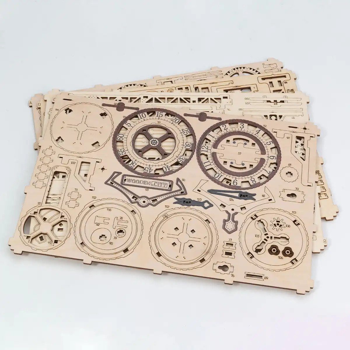 Wooden City 3D-Puzzle Steampunk Wanduhr Modellbausatz Holzpuzzle Deko, 269 Puzzleteile