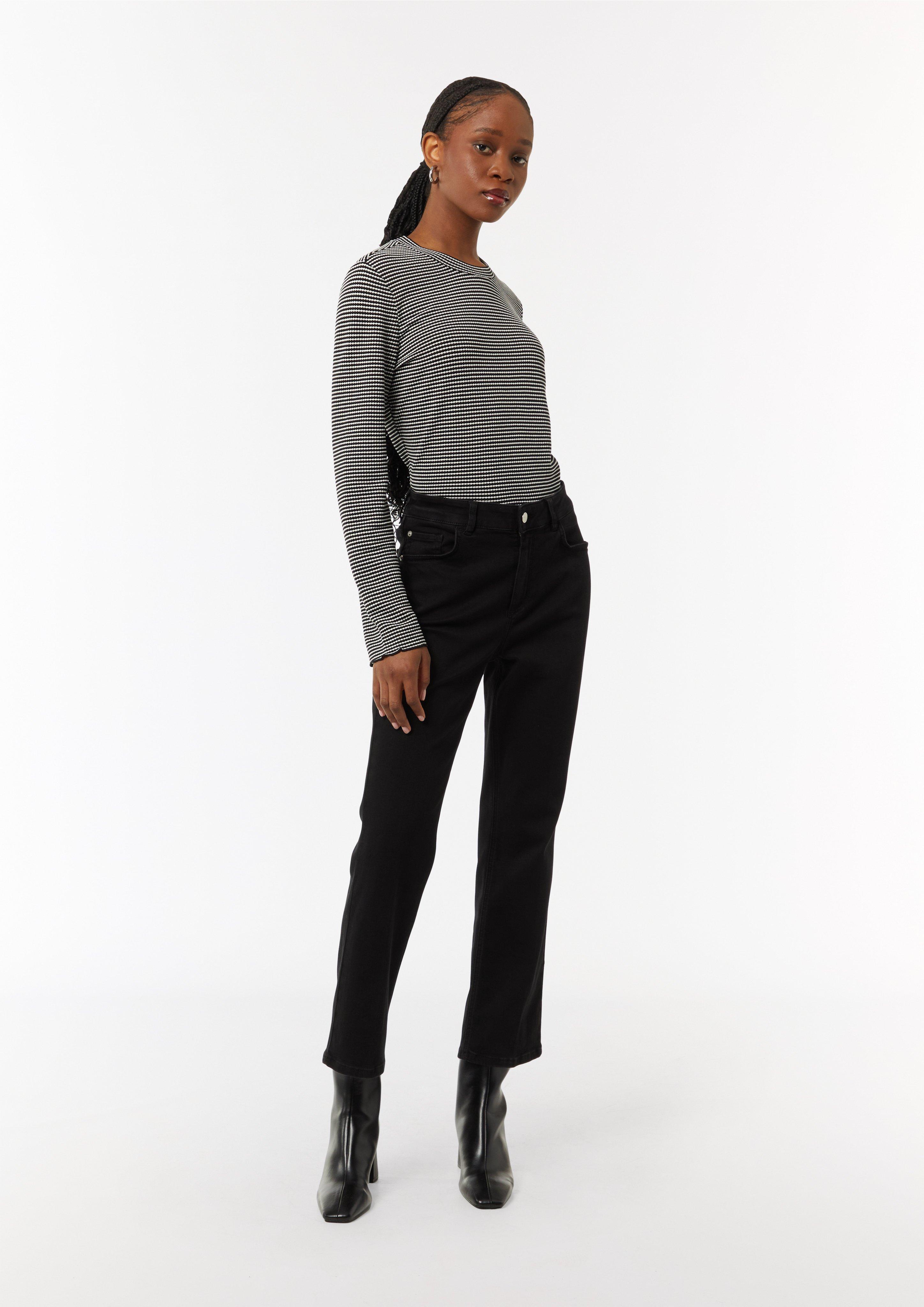 Flared-Leg-Jeans aus Baumwollstretch - schwarz