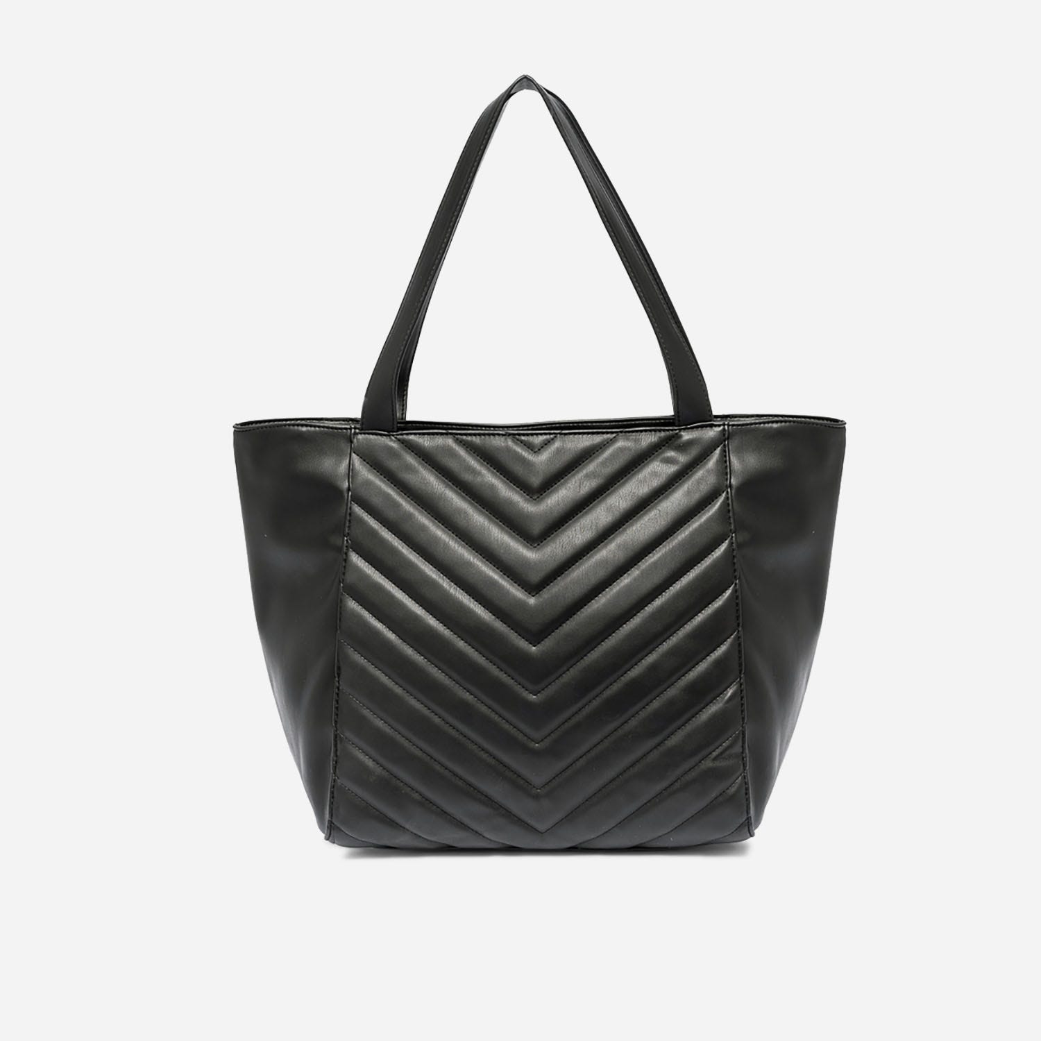 Sac cabas TEXTO noir matelassé chevrons