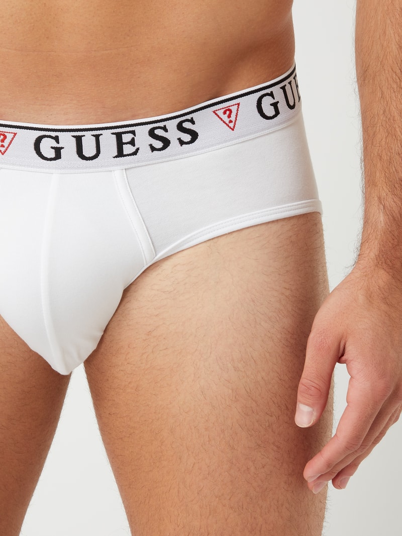 Slip mit elastischem Logo-Bund im 3er-Pack in weiß