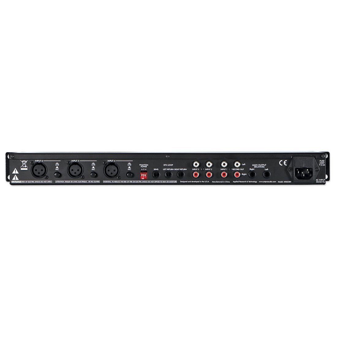 Art Audio Mischpult ART MX622BT 6-Kanal-Stereo-Mixer mit XLR Kabel