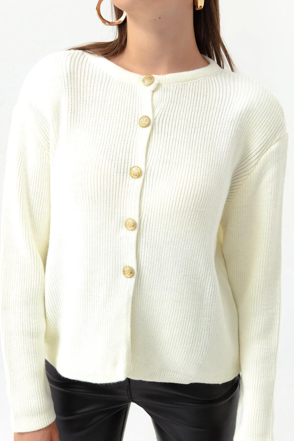 Lafaba  Wattierter Cardigan mit Knöpfen in Weißgold für Damen
