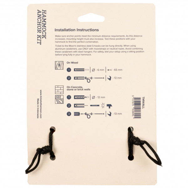 Ticket to the Moon - Hammock Anchors Pair of Hangers for Concrete Walls - Hängemattenaufhängung