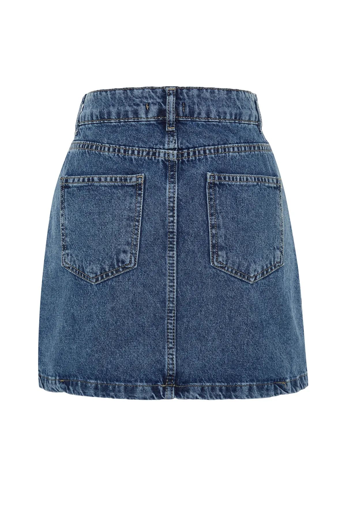 Trendyol Collection  Blauer Mini-Jeansrock mit Schlitz in Limited Edition TWOSS23ET00347