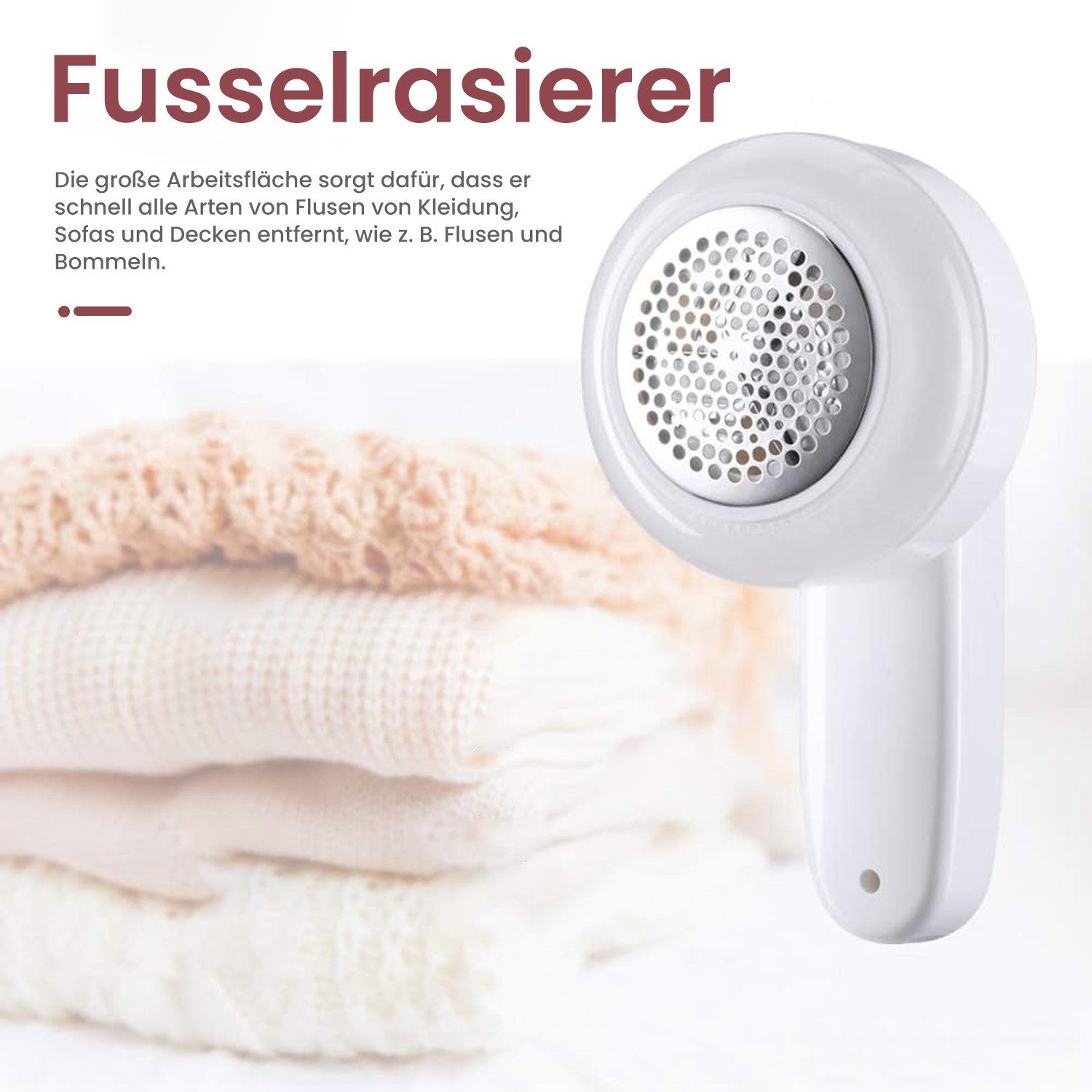 TOPMELON Fusselrasierer mit 2 Scherköpfen Elektrischer Stoff-Flusen-Trimmer