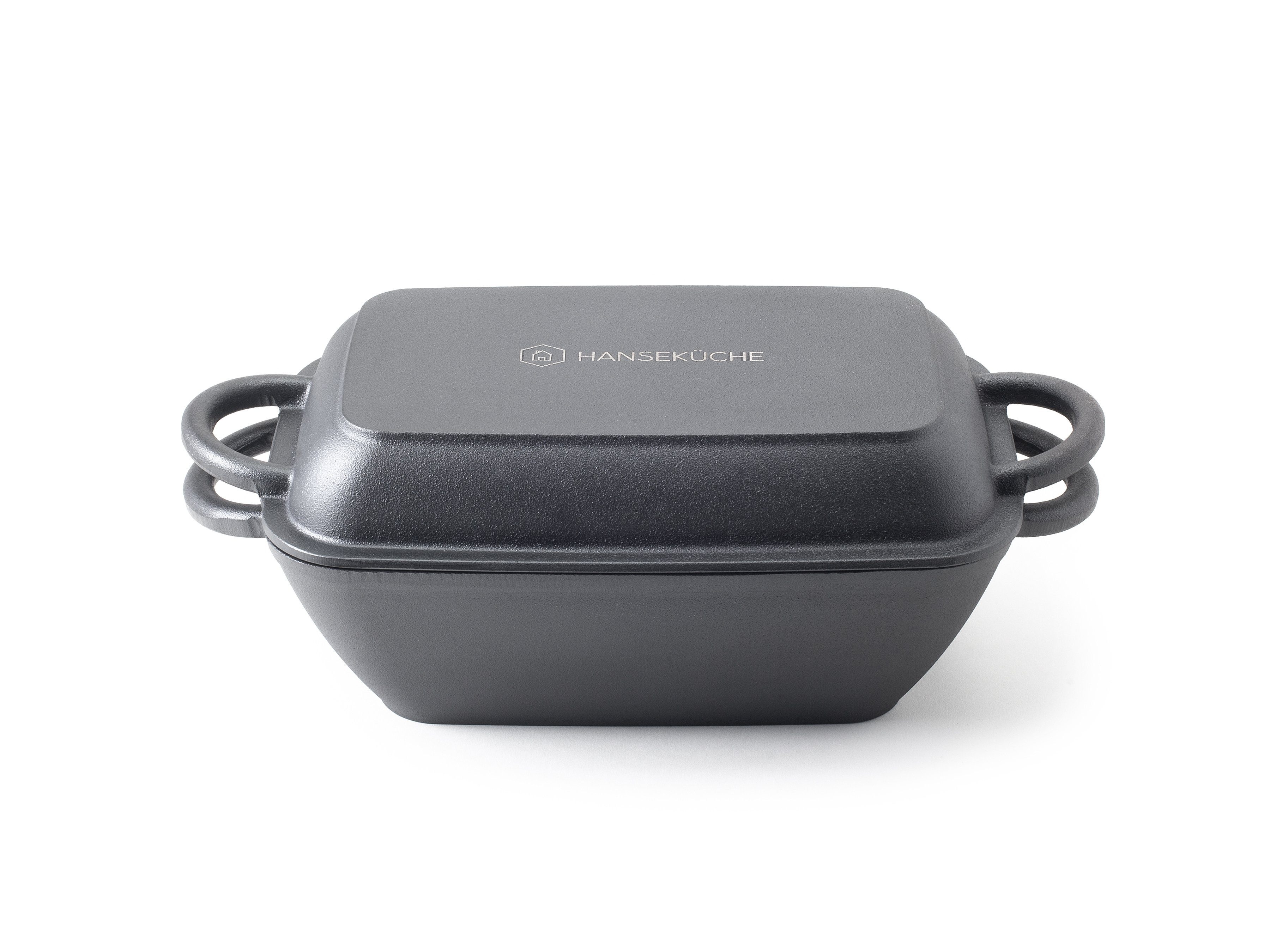 Hanseküche Grilltopf Gusseisen Bräter – Eingebrannter 2in1 Topf mit Deckel, Gusseisen (2in1 Bräter, 1-tlg., Topf und Deckel), Induktionsgeeignet, Temperaturbeständig