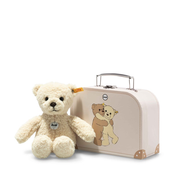 Mila Teddybär im Koffer, 21 cm, beige