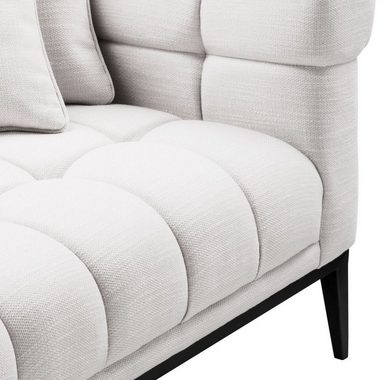 Casa Padrino Loungesofa Luxus Lounge Sofa Weiß / Schwarz 223 x 98 x H. 69 cm - Rechtsseitiges Wohnzimmer Sofa mit 2 Kissen - Luxus Qualität