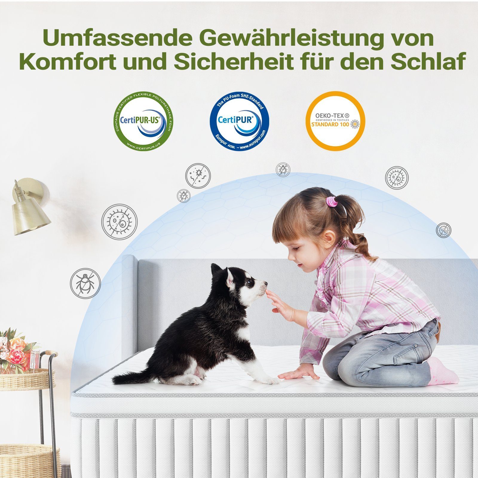 Boxspringmatratze Matratze 90/120/140/160/180x200cm, 25cm Federkernmatratze, Härtegrad 3, BedStory, 25 cm hoch, Taschenfederkernmatratze,Orthopädischem Tonnentaschenfederkernmatratze