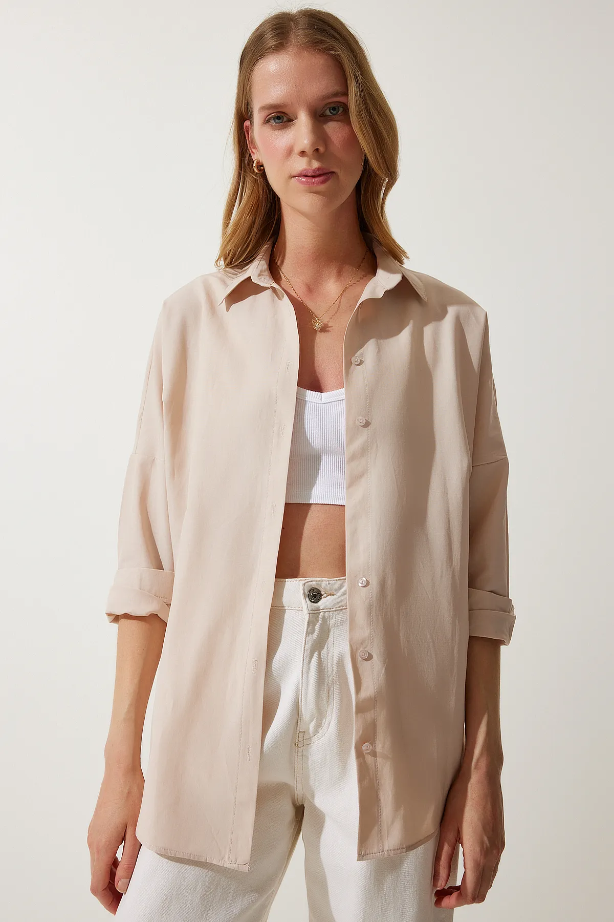 Happiness İstanbul  Hemd - Beige - Oversized