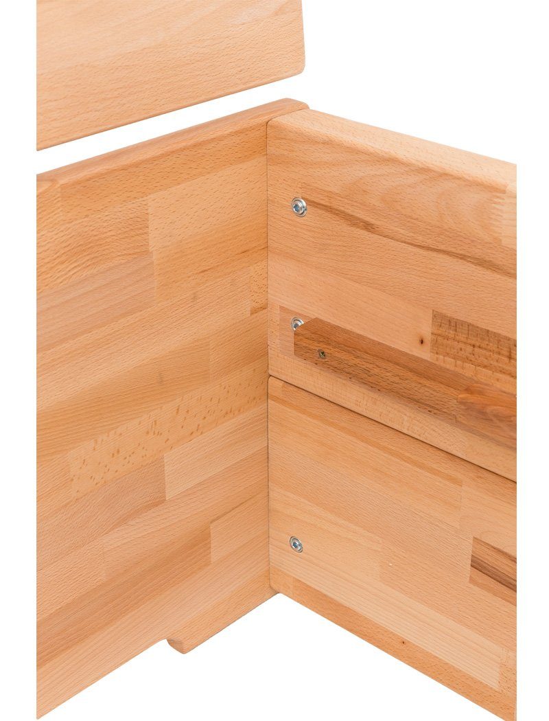 expendio Massivholzbett Cleo (Spar-Set, 3-tlg), Schubladenbett 200x200 Kernbuche mit 2 Schubladen inkl. 2x Nachttisch