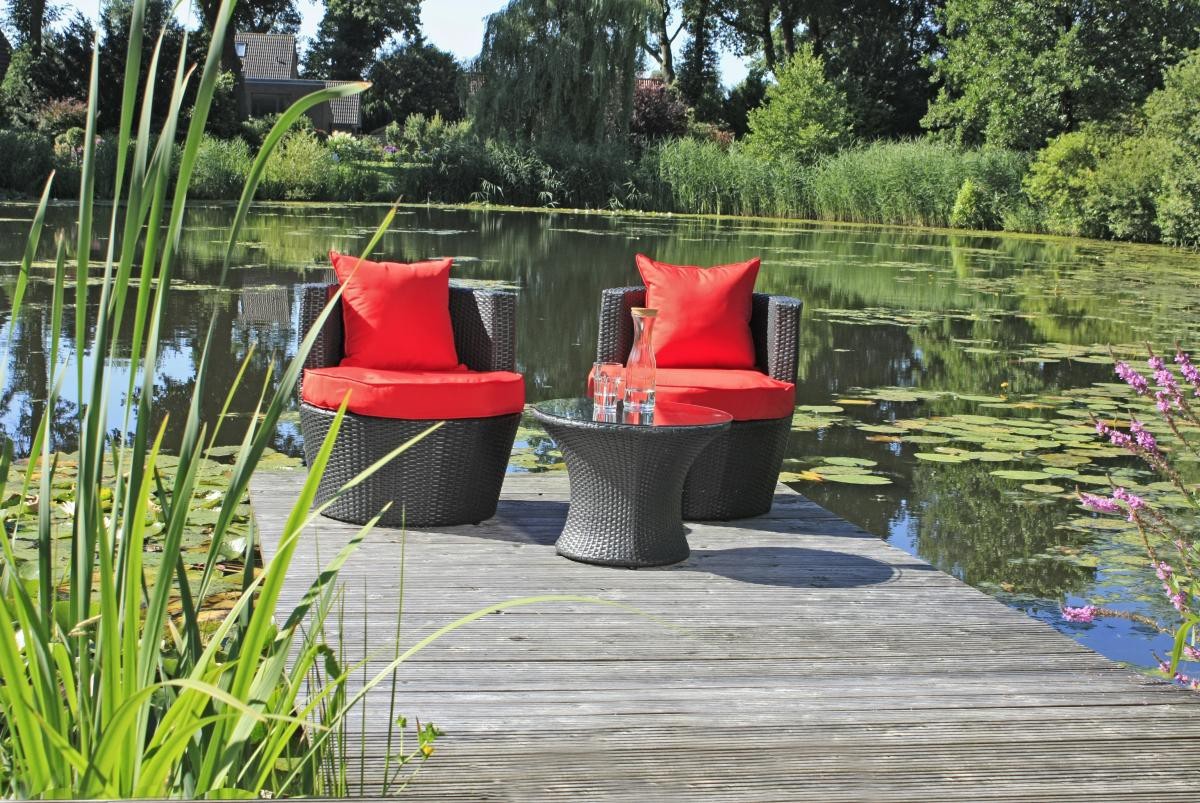 Garden Pleasure Harms Club-Set LINZ, Kunststoffgeflecht, schwarz