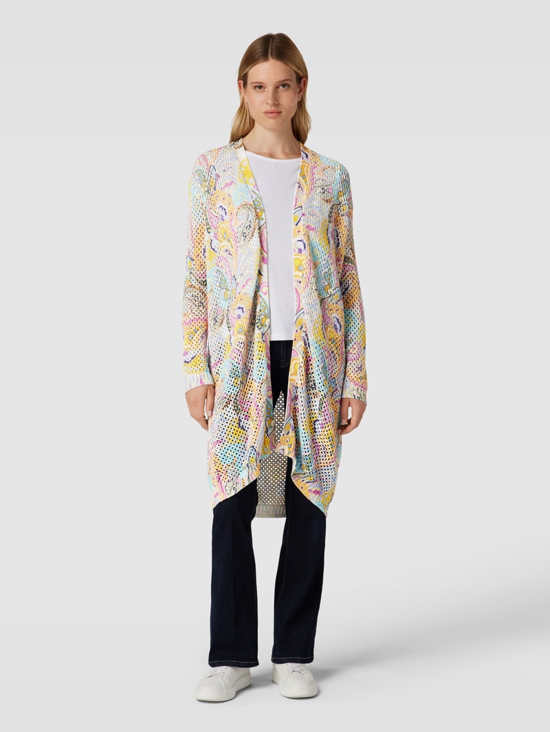 Longcardigan mit Allover-Muster in blau