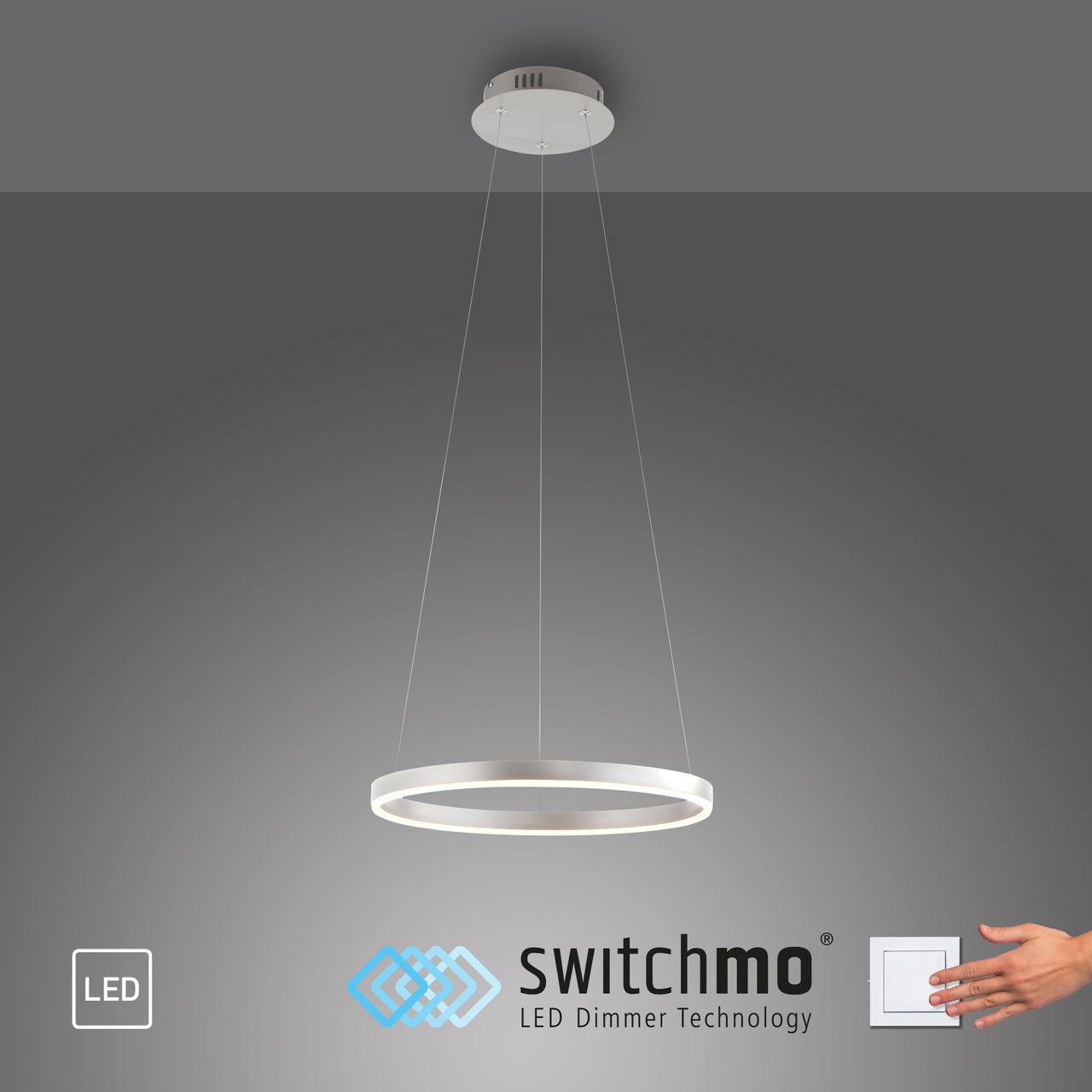 JUST LIGHT LeuchtenDirekt LED Pendelleuchte RITUS, rund, 3-Stufen-Dimmer, 3000Kelvin Ø39,3cm, Innenleuchte, IP20