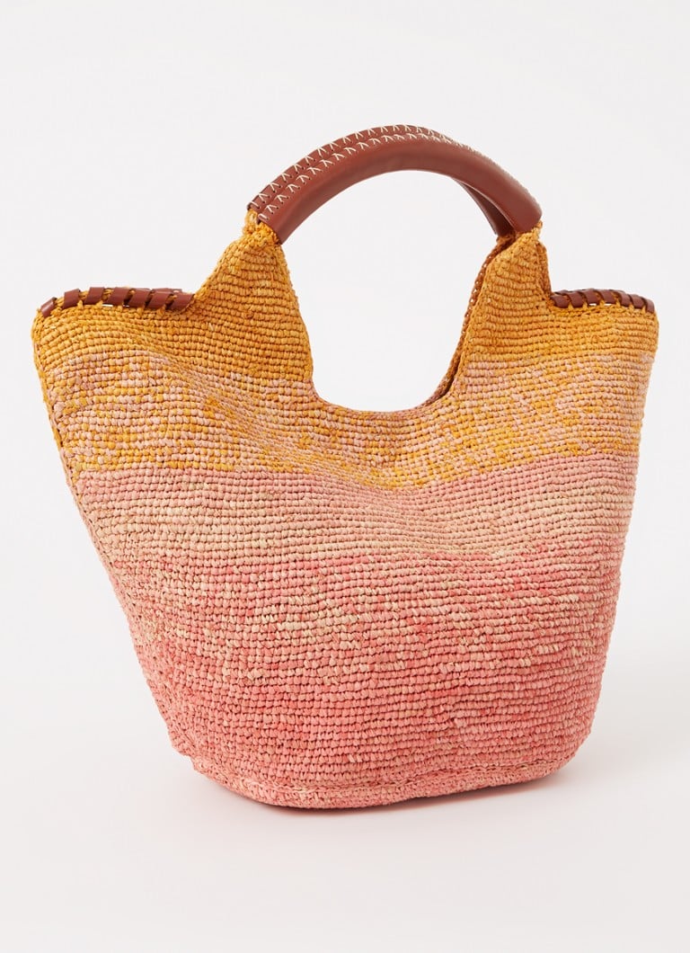 ba&sh Ara shopper made of raffia with calfskin details