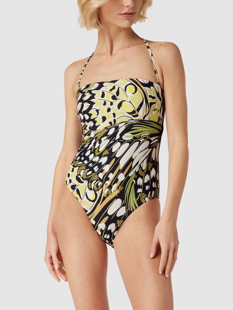Body mit Allover-Muster in neon gelb