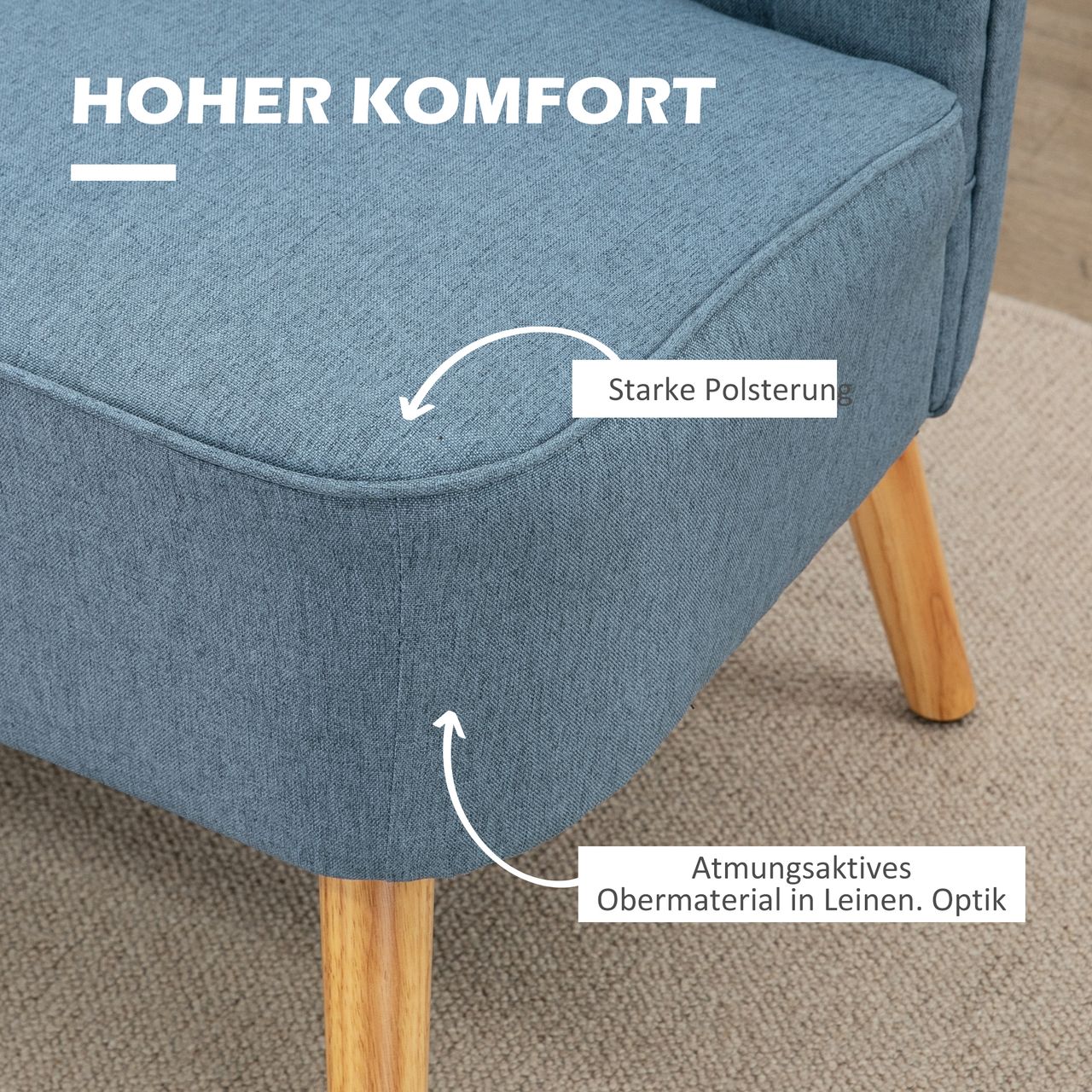 HOMCOM Sofa 2-Sitzer Stoffsofa Couch Polstersofa Loungesofa breit Hellgrün