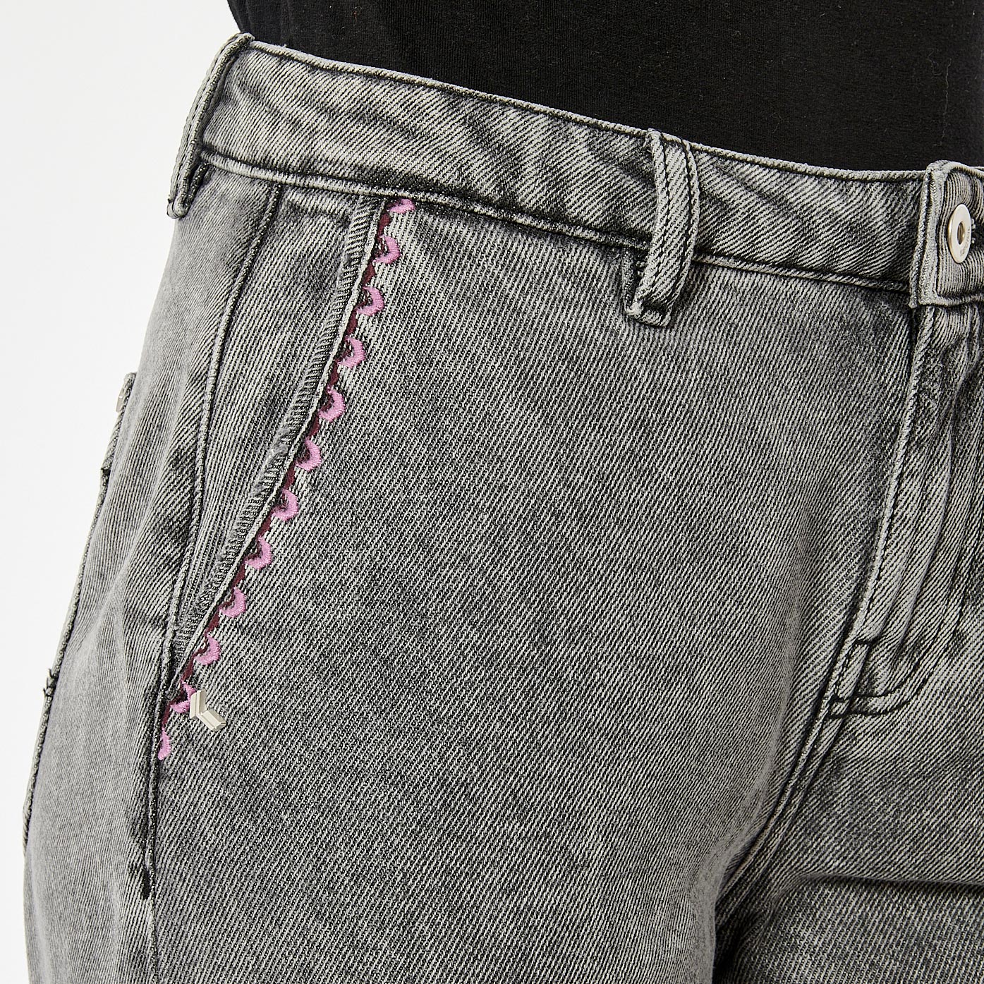BRINA  Jean gris taille haute femme