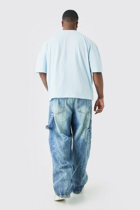 Plus lockere Cargo-Jeans mit Rissen