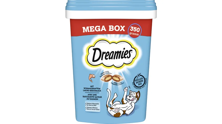 DREAMIES™ Katzenleckerli mit Lachs Mega Box 350 g