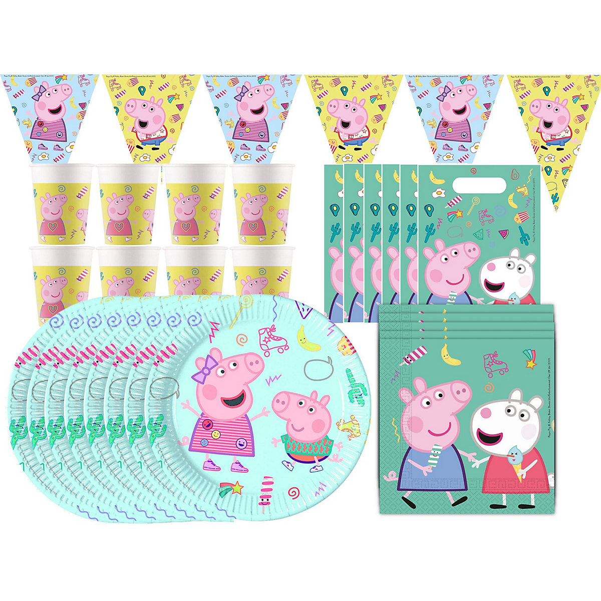 Kinderparty-Set Peppa Wutz - Kindergeburtstags-Set II (43-teilig)
