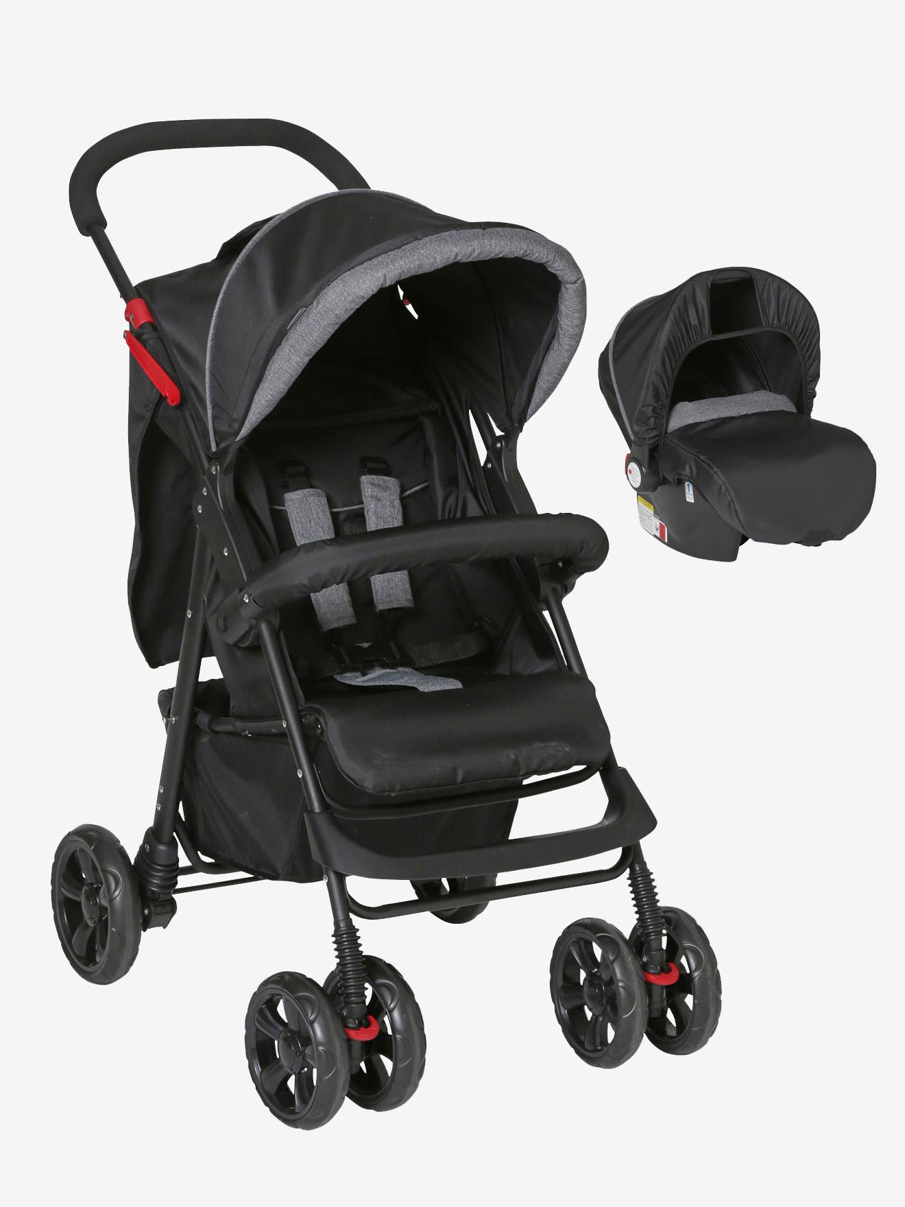 Combiné duo babycoque + poussette vertbaudet Primacity gris