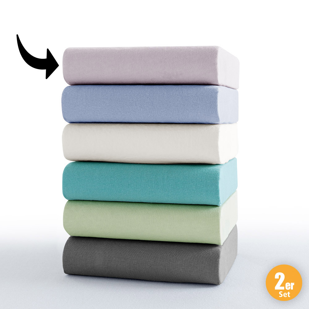 Dreamtex Jersey Spannbetttuch Supersoft 94/6 ca. 180-200x200 cm, Silber, 2er Set