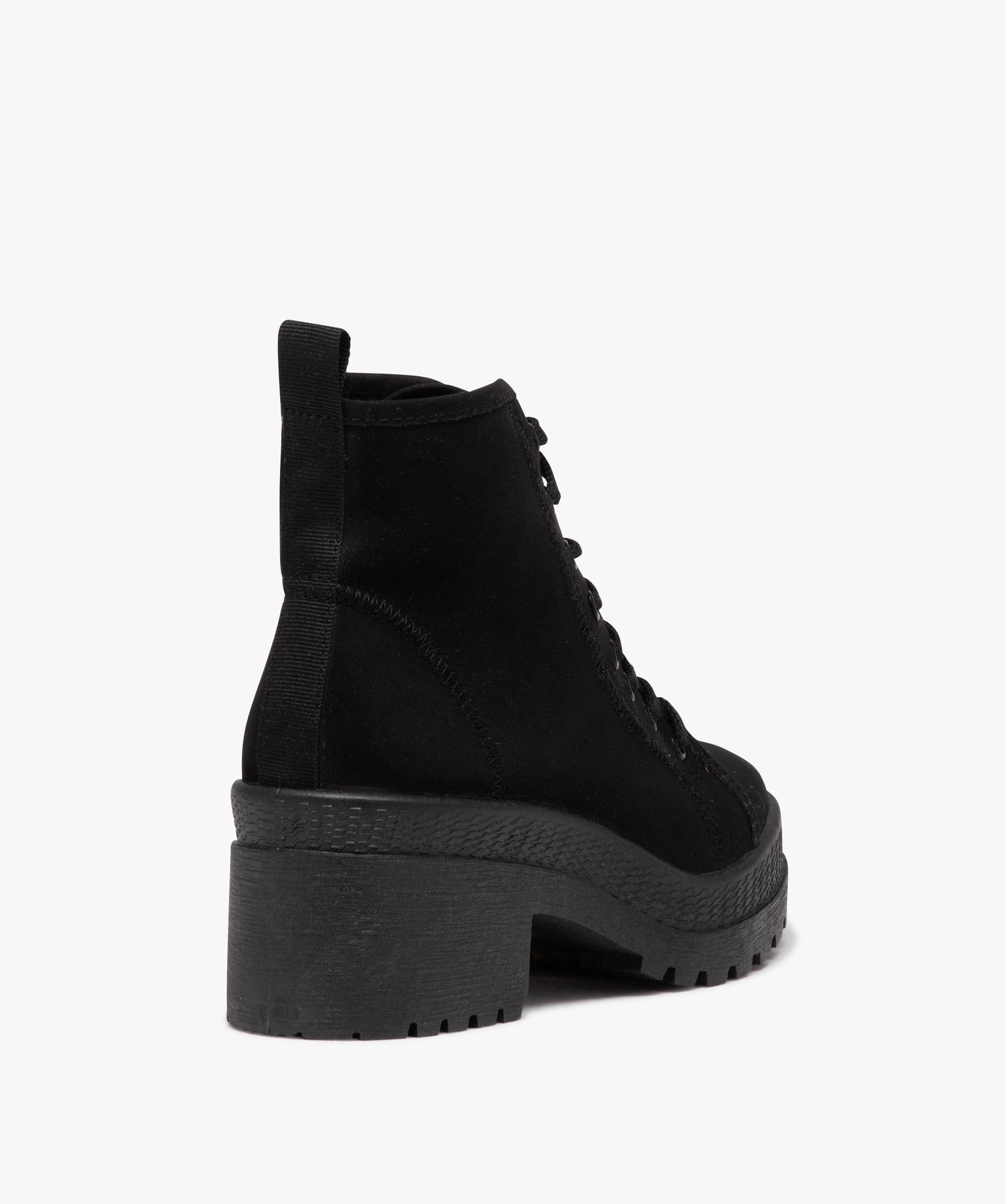 Tennis femme mid-cut en toile unie à talon et semelle crantée noir | GEMO